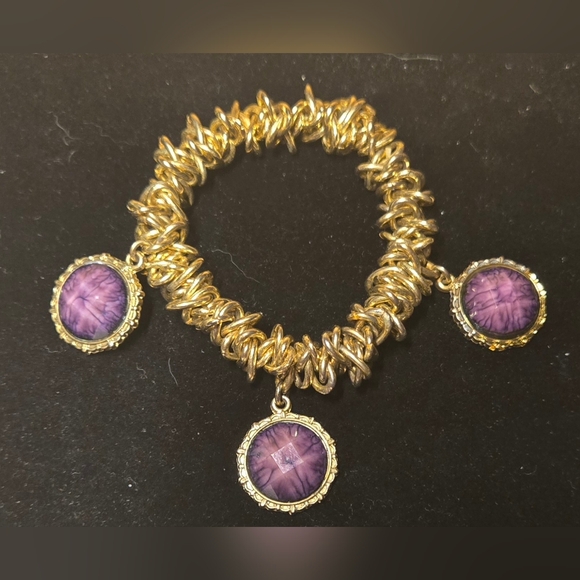 Jewelry - Gold Color Bracelet w/ Purple Charms
